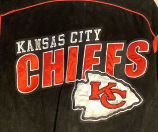 Vtg Black Nfl Bowl Champs Kansas City Chiefs Xl Letterman Bomber Jacket