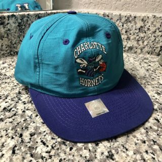 Vintage 90s Charlotte Hornets Logo SnapBack Hat Cap NBA Competitor 2