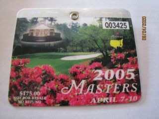 2005 Masters Golf Tournament Augusta National Golf Club Series Badge Tiger Wins
