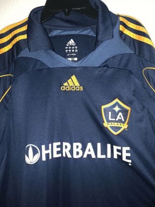 Adidas LA Galaxy David Beckham Jersey 23 MLS Men ' s Sz Xl Herbalife Away Blue 2
