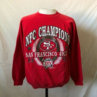 Vintage 80s Logo 7 San Francisco 49ers 1989 Nfc Champions Sweatshirt Large Red