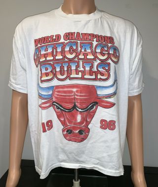 Vtg 90s 1996 Nba Finals Chicago Bulls World Champions Graphic Tee T - Shirt Xl
