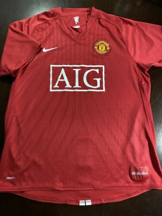 Nike Dri Fit Manchester United The Red Devils Team Jersey Mens Sz L Large
