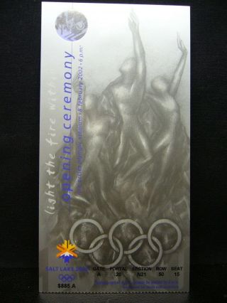 2002 Salt Lake Olympic Games Opening Ceremony - Ticket Stub