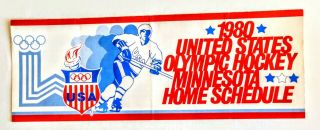 1980 United States Olympic Hockey Team Minnesota Home Schedule
