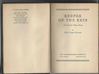 Keeper Of The Keys A Charlie Chan Story By Earl Derr Biggers 1932 1st/ Hc/no Dj