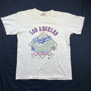 Vintage 1988 World Series Dodgers Champions Los Angeles Mlb Medium White