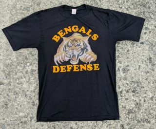 Vintage 70s 80s Cincinnati Bengals Defense T - Shirt Made In Usa Single Stitch Xl