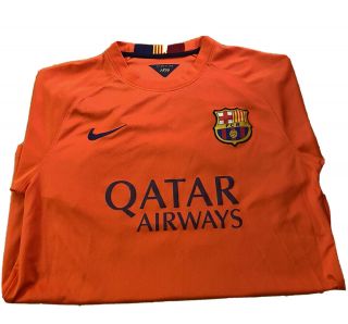 Nike Dri - Fit Fcb Barcelona Qatar Airways 2014 Authentic Soccer Jersey Men Size M