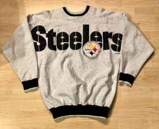 Vintage Pittsburgh Steelers Sz L Huge Letter Sweatshirt Legends Athletic Usa