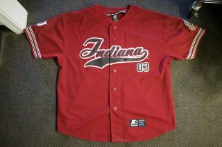 Team Starter 03 Hoosiers Iu Indiana University Button Up Mens Jersey Size Xl Red