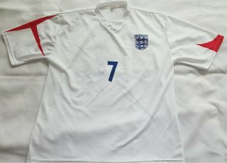 Vtg David Beckham 7 England White Soccer Futbol Jersey (men 