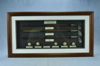 Vintage History Of Golf Collectible Shadow Box Evolution Of Irons & Balls 00245