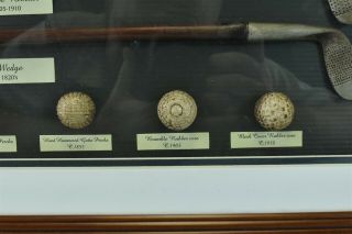 Vintage HISTORY OF GOLF COLLECTIBLE SHADOW BOX EVOLUTION OF IRONS & BALLS 00245 3