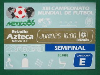 1986 Mexico Xiii Soccer World Cup June 25 Argentina Vs Belgium Semi - Final Ticket