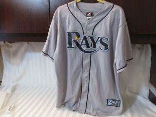 Tampa Bay Rays Button Up Jersey Shirt Men Extra Large Vintage Grey Blue Myers 9