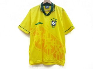 Vintage Brazil World Cup 1994 Jersey Umbro Football Shirt M Yellow