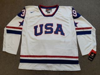 Vtg Nike Usa Olympic Team 39 Ryan Miller Hockey Jersey Large L Buffalo Sabres