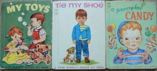 3 Vintage Rand Mcnally Jr Elf Books A Penny For Candy,  My Toys,  Tie My Shoe