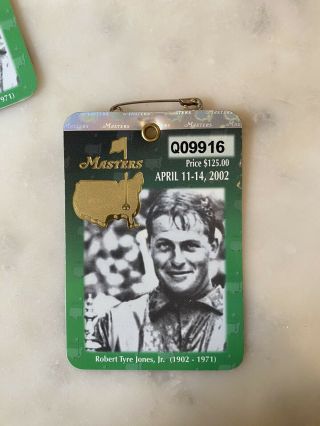 2002 Masters Badge Ticket Augusta National Golf Pga Tiger Woods Wins Very Rare