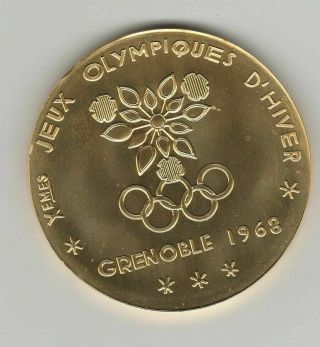 Winner Medal X.  Olympic W.  Games Grenoble 1968 - Gold Platet Very Rare