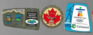 Vancouver 2010 Olympics Pins: Tourism Bc; Shriners; Canwest