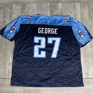 Vintage Eddie George 27 Tennessee Titans Nfl Champion Blue Jersey Size 52 2xl