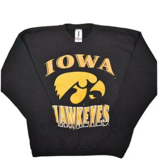Vintage Iowa Hawkeyes Crewneck Sweatshirt Mens L Black Jostens Usa Made Pullover