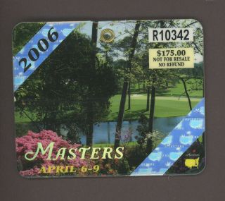 2006 Master Badge Phil Mickelson Tournament Champion Augusta National Golf Club