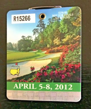 2012 Masters Badge Augusta National Golf Ticket Bubba Watson Wins