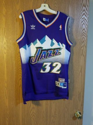 Karl Malone 32 Utah Jazz Adidas Hardwood Classics Sewn Jersey Adult M