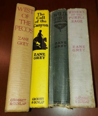 Vintage Zane Grey Riders Of The Purple Sage,  Wildfire,  The Call Of The Canyon,  W