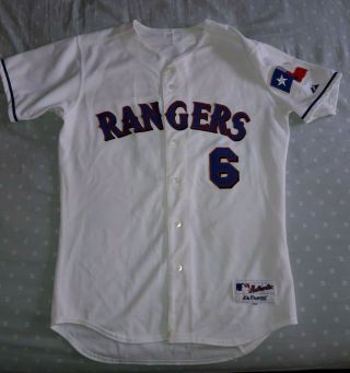 Adult 44 Majestic Texas Rangers Coach 6 Nelson Game Jersey Stitch Sewn