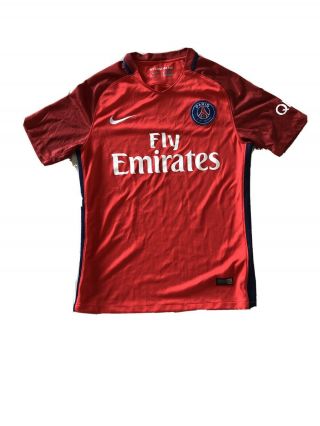 2016 - 17 Nike Men’s Paris Saint Germain Away Soccer Jersey Size Medium Psg Red