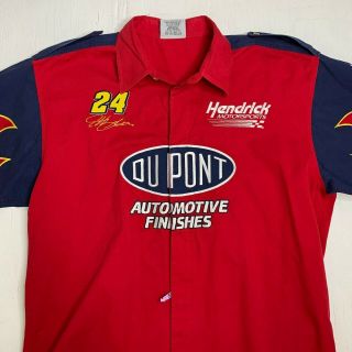 Jeff Gordon 24 Nascar Du Pont Hendrick Motorsports Chase Button Up Shirt Mens L
