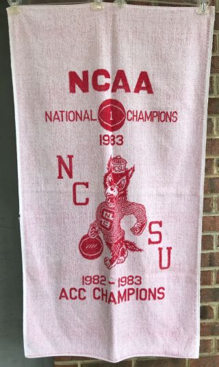 Nc State Ncsu Wolfpack 1983 Ncaa & Acc Men’s Basketball Championship Towel