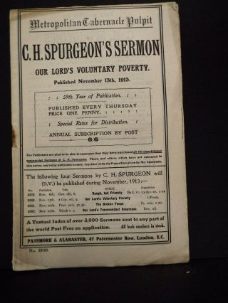 1913,  Charles H Spurgeon Sermon,  Nov 13,  Metropolitan Tabernacle Pulpit,  3380