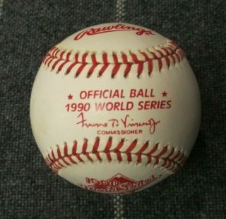 1990 Rawlings Mlb Official World Series Game Baseball In Case Reds Vs Athletics