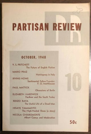 Partisan Review 10 1948 W/ V.  S.  Pritchett Mario Praz Elizabeth Hardwick Vg