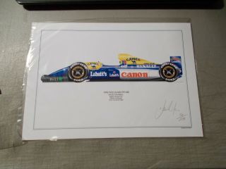 David Wilson Signed And Numbered Print Of Nigel Mansell 1992 Williams 8.  25 " X12 "