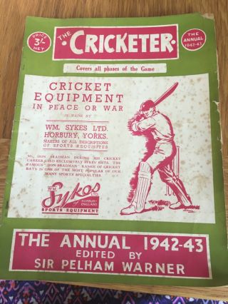 The Cricketer Annual 1942 - 43 In Peace Or War Pelham Warner Rare