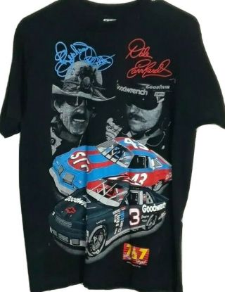 Nascar Richard Petty & Dale Earnhardt 7 Times Champion Graphic Shirt Adult Med.