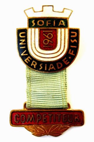 Fisu Universiade 1961 Sofia/bulgaria Participant Competitor Badge