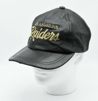 Vintage Sports Specialties Los Angeles Raiders Black Leather Hat Cap Script Fair