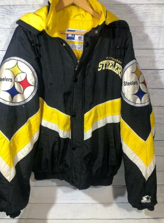 Vtg Starter Pro Line Mens Sz Large Pittsburgh Steelers Zip Starter Jacket Coat
