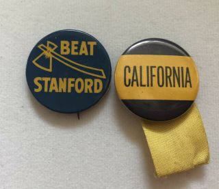 2 University Of California Berkeley 60’s Beat Stanford Button/pin - 1 1/2” Vintage