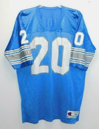 Barry Sanders 20 Detroit Lions Champion NFL Jersey Printed Logos Size 44 2