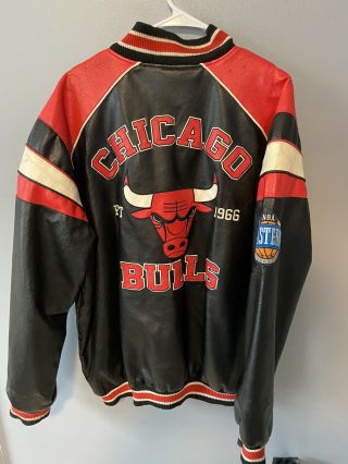 Chicago Bulls Nba Carl Banks Leather Jacket Size Xxl