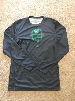 Notre Dame Irish Football Adidas Long Sleeve Training Shirt Size Large Gray Nd