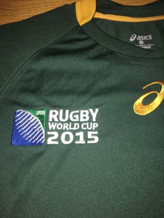 Asics South Africa Rugby World Cup 2015 Green Yellow Jersey Mens Sz L 3